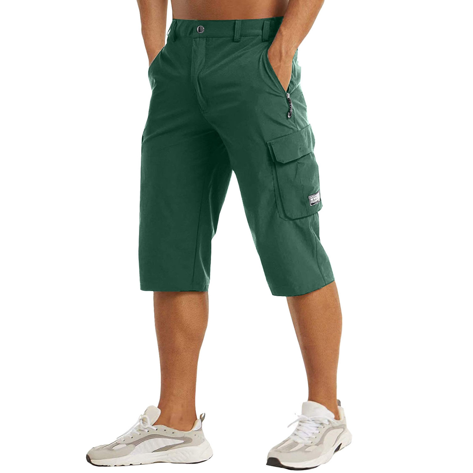 thumbnail image 2 of Pantalones cortos ligeros 7/8 para caminar para hombre - Pantalones de pesca de secado rápido con bolsillo para cinturón, 2 of 8